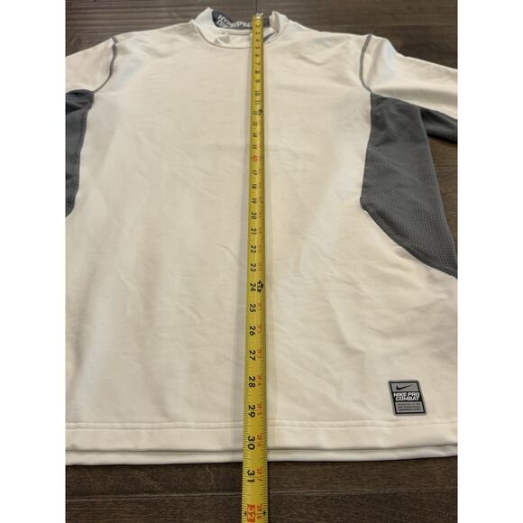 Nike Pro Combat Hyperwarm Mens White Dri Fit Mock Neck Long Sleeve Size L 479925 - Picture 8 of 9